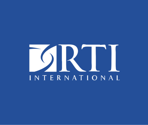 White RTI International logo on blue background