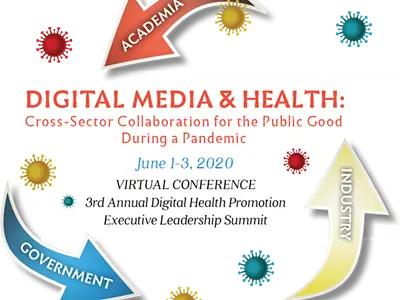 Graphic announcing the Digital Media and Health event on June 1-3, 2020.