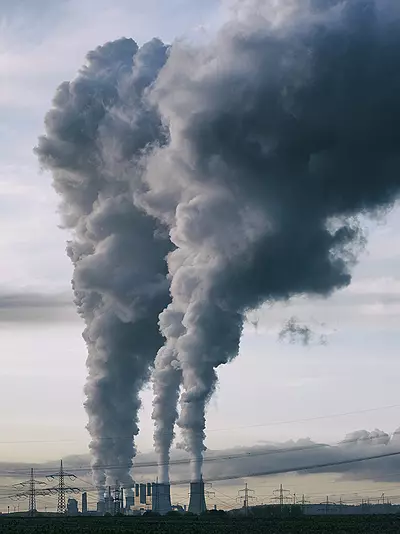 Smoke coming from a power plant
