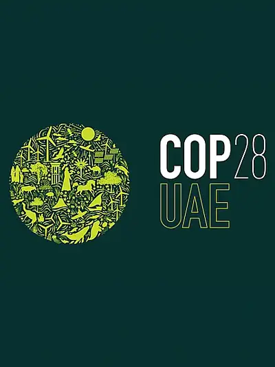 Logo for COP28, the United Nations climate conference.