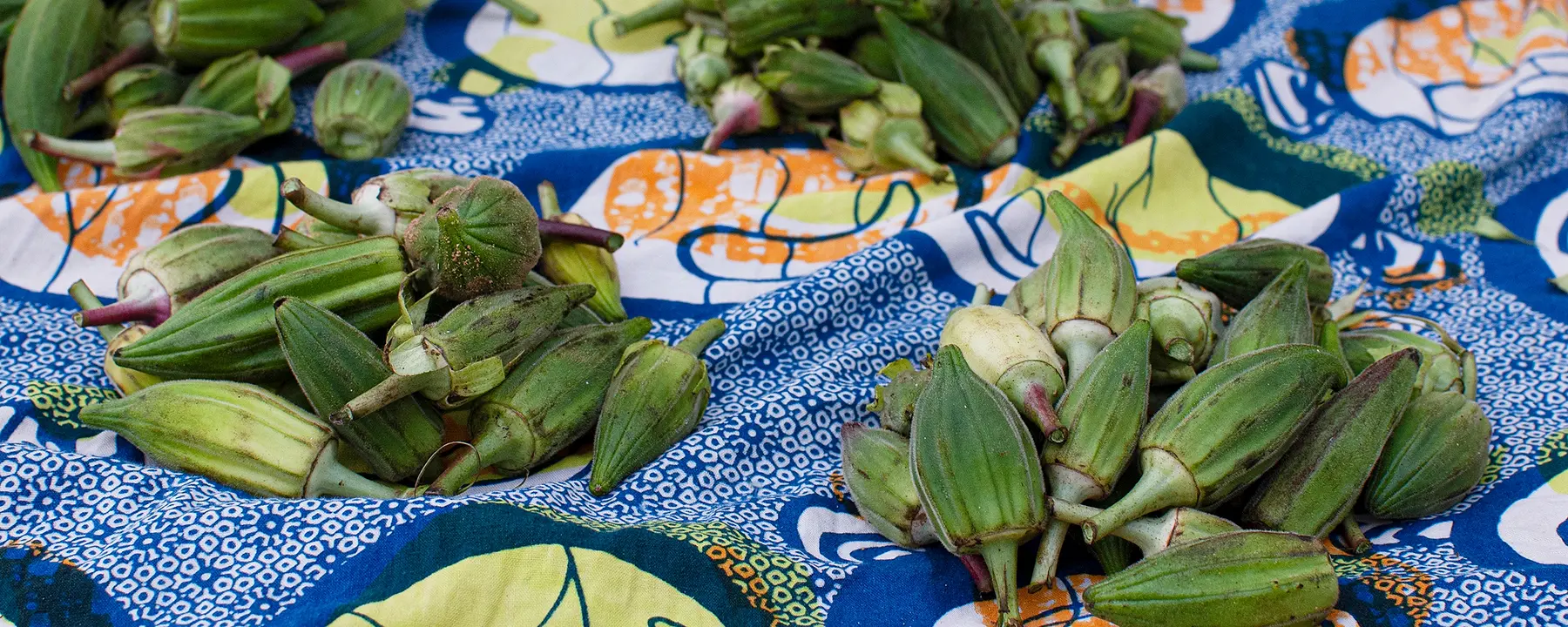 Photo of harvested okra in a Liberian market