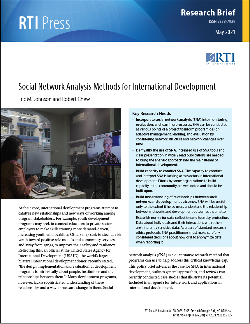 Social network analysis methods for international development