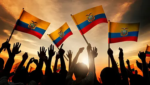 Ecuador flags flying high