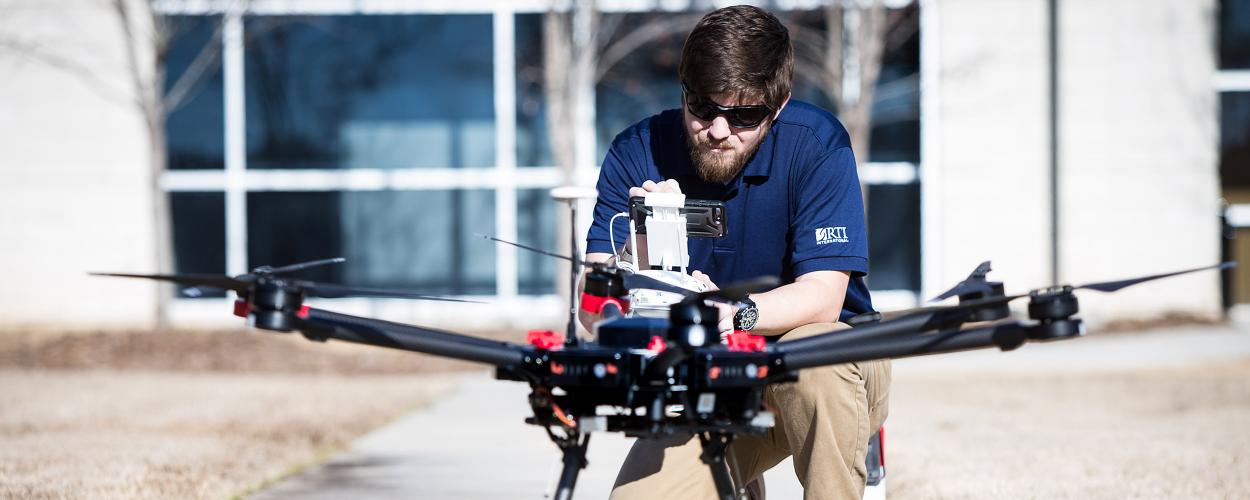 A drone flight on the RTI campus