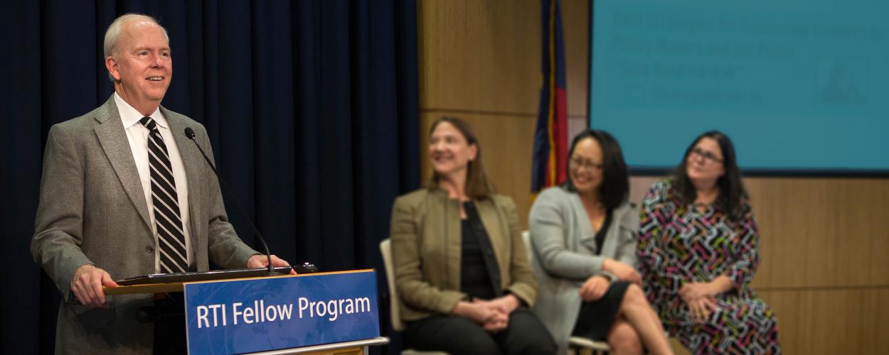 Don Bailey speaks at an RTI Fellow Program event
